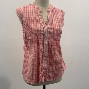 Pair of Vintage Gloria Vanderbilt Blue Pink Checkered Blouses